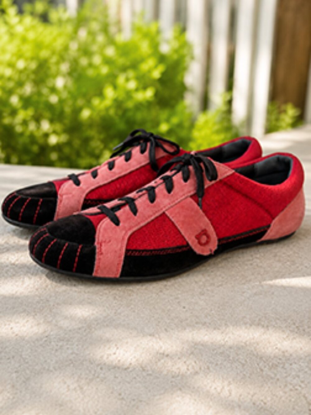 Salvatore Ferragamo Sport Red & Black Suede Mesh Sneakers Women's US 9 EU 39.5 - Picture 1 of 9